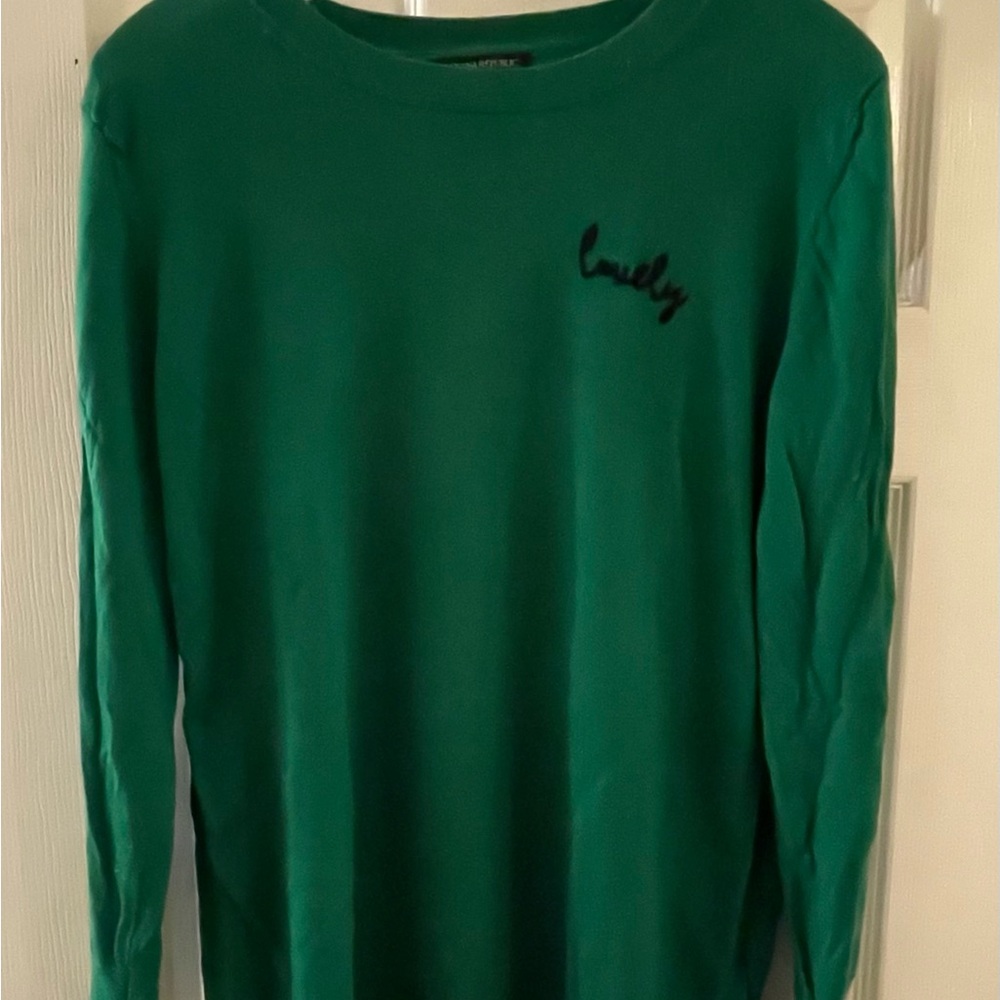 Banana Republic Green Crew Neck Sweater with Embroidered detail